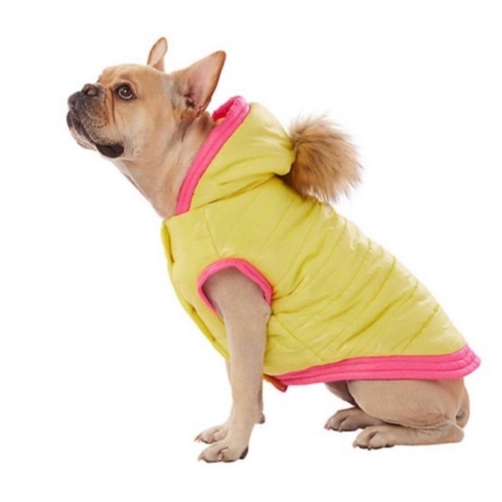 Top Paw - Yellow Puffer Coat with Pom Pom Hood - Size L‎